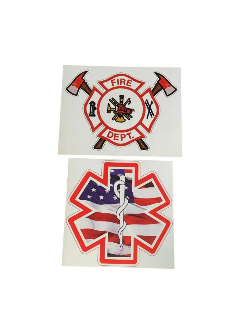 American Flag EMT Star Of Life & Fire Department Maltese Cross Vinyl Stickers 5"
